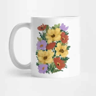Red And Yellow Wild Flowers Illustration Mug